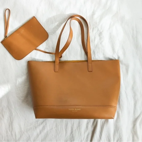 Teddy Blake Leather Tote Alice Vitello CAMEL - Picture 12 of 12